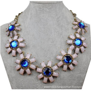 Bule Diamond Flower Alloy Design Charm Whosale Necklace